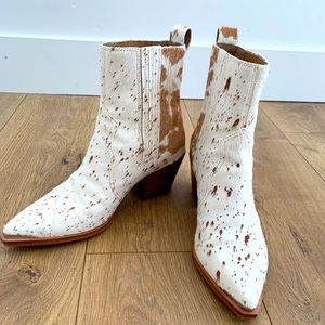 Dolce Vita Serena Calf Hair Bootie white and tan